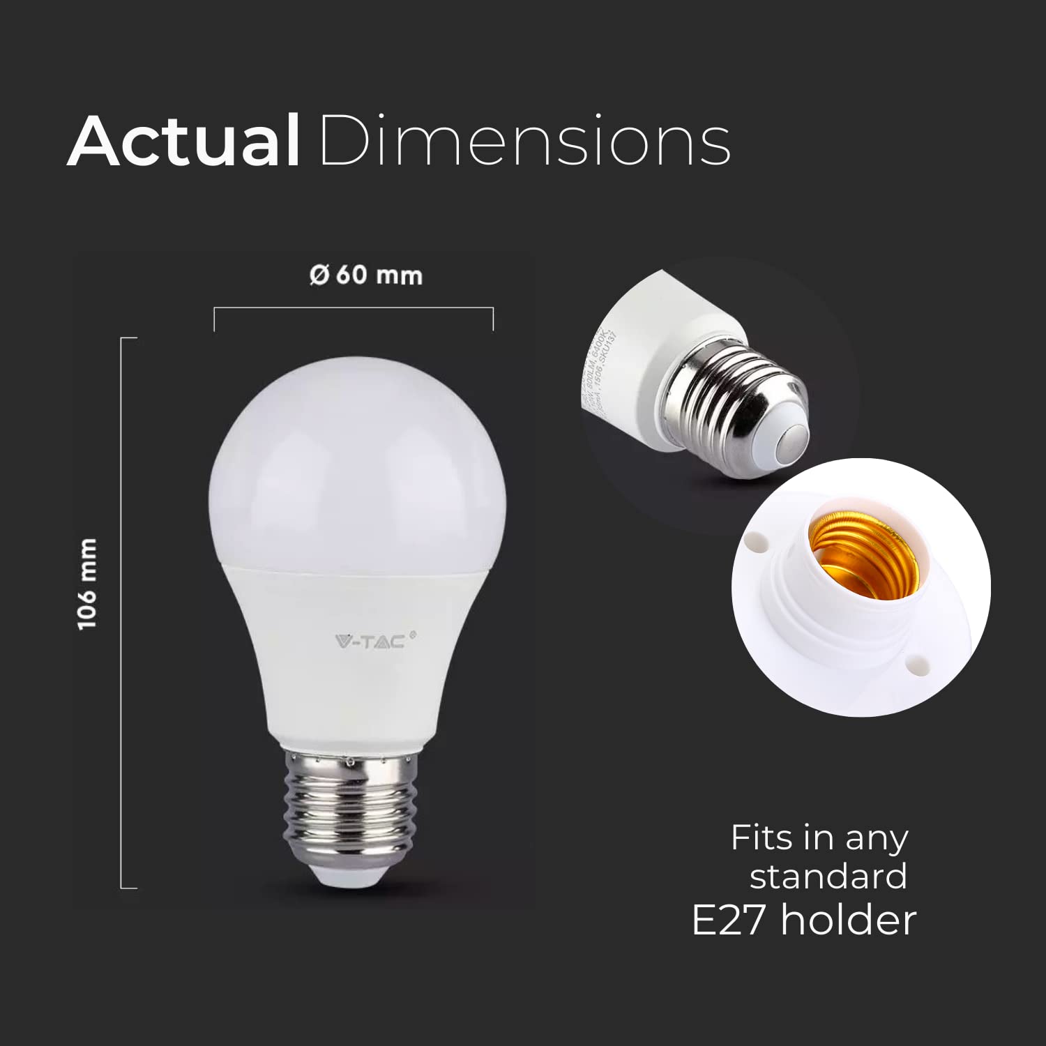 V-TAC - Lampadina LED E27, 9 W (sostituisce 60 W), luce bianca fredda, confezione da 5