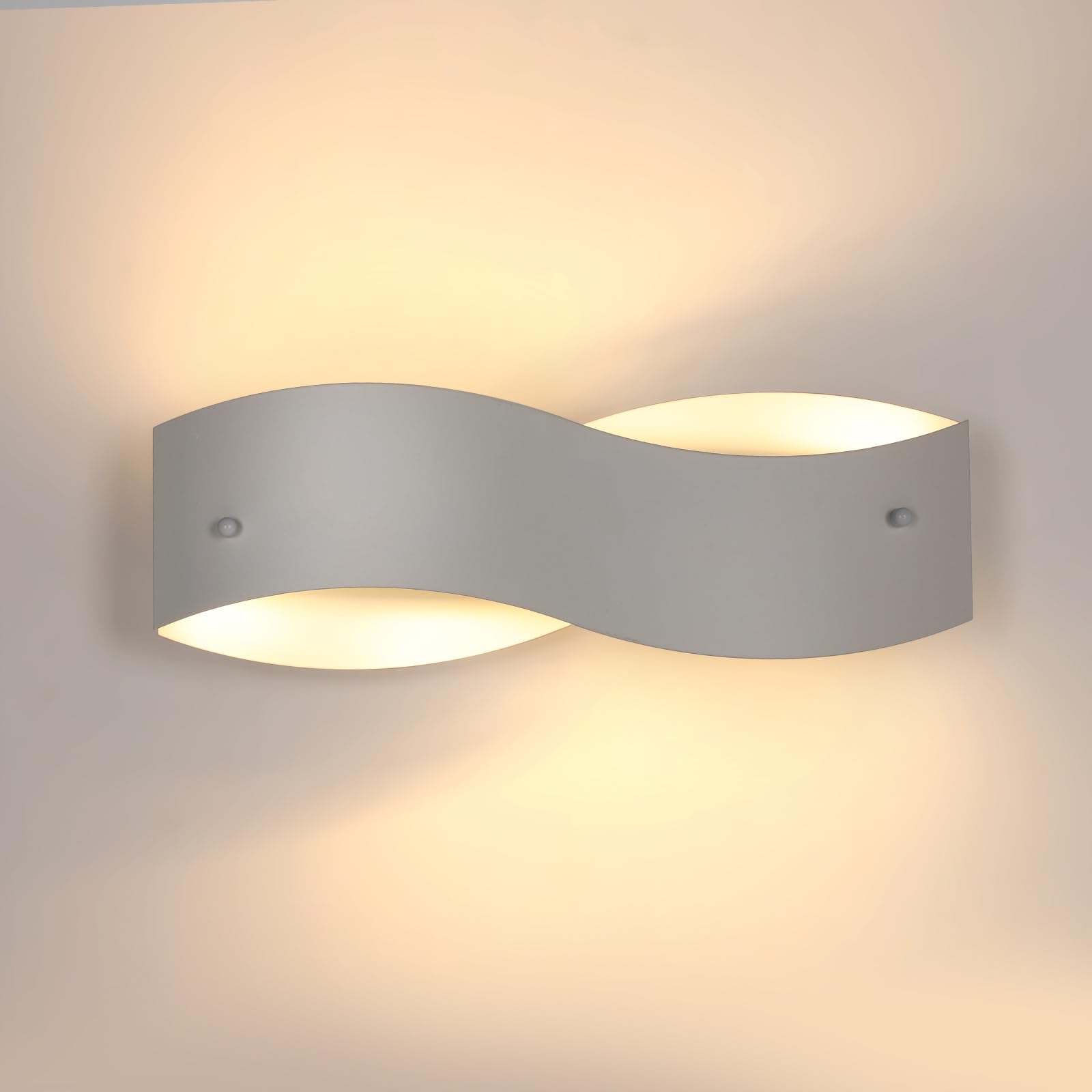 Dorlink Applique da Parete LED Interno, Applique da Parete Onda Bianco Moderno, 18W 1620LM Plafoniera LED Parete Camera da Letto, 3000K Lampada da Parete Soggiorno, Applique LED per Corridoio