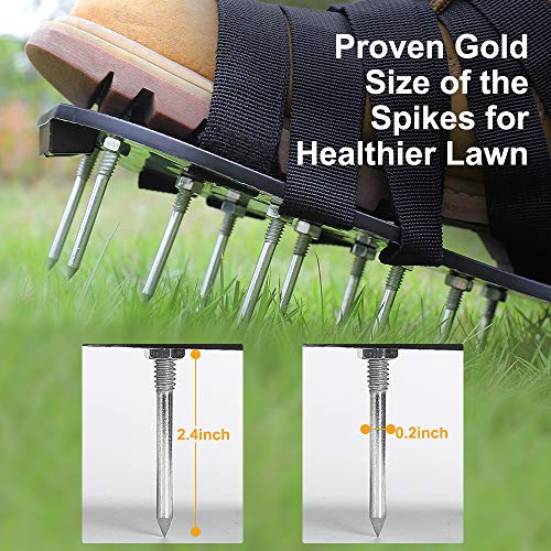 CoPedvic Aerator Shoes, Lawn Aerator Shoes with 8 Double Layers Straps, 3 Shovels to Clean Shoes, Heavy Duty Aerating Shoes Withstand Up to 400LB, Newest Designed Spikes to Aerating Lawn, Yard