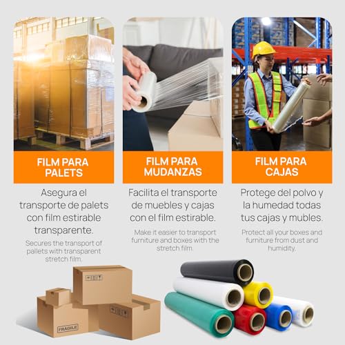 Weiße Folie zum Verpacken, Film, Papierfilm, Rolle für Möbel, Umzugskartons, Kunststoffabdeckung, 50 cm x 300 m, dehnbar, SIDI (1 Stück, weiß)
