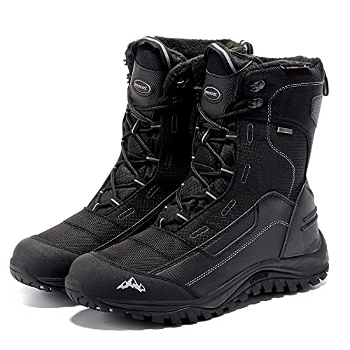 ROOKMARK Schneestiefel für Herren Warm Gefüttert Winterstiefel Wasserdicht Trekking Wanderschuhe Atmungsaktive schneedicht, strapazierfähig, Laufsohle Gummi (422-schwarz,43)