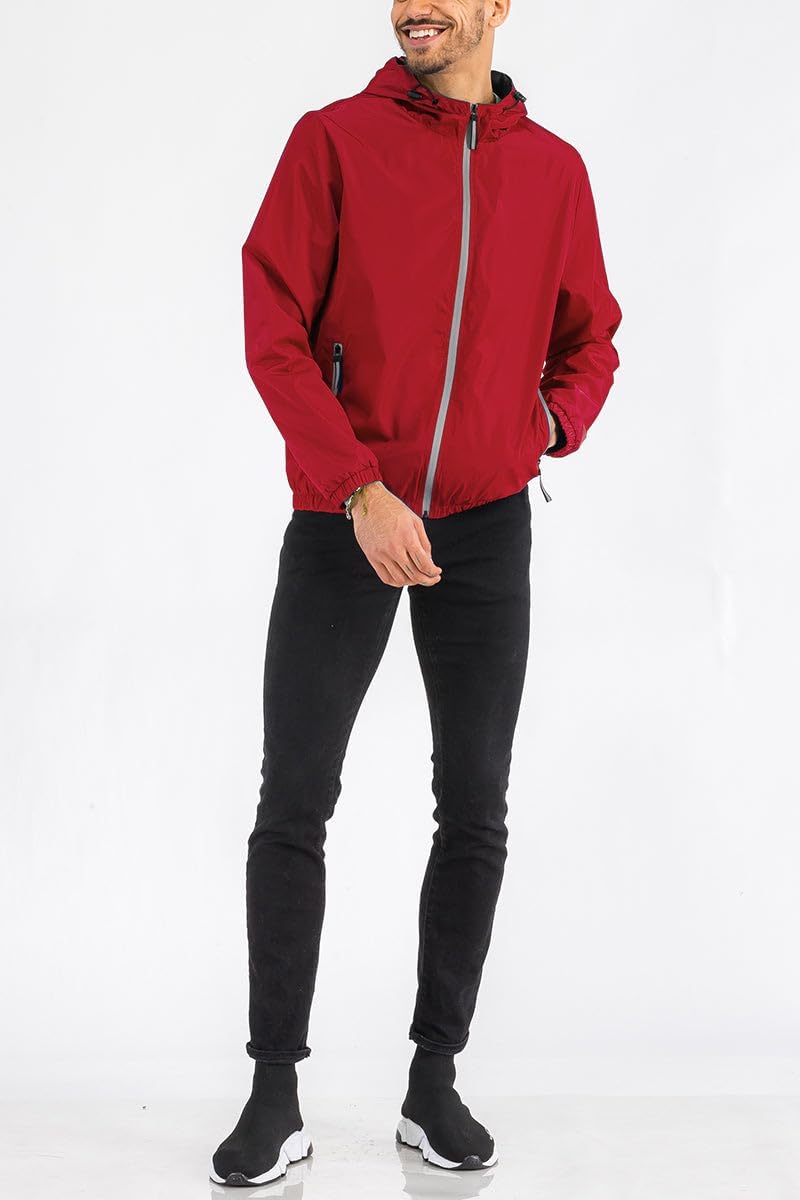 WEIV GEAR Men's Full Zip Hooded Lightweight Windbreaker Anorak Jacket