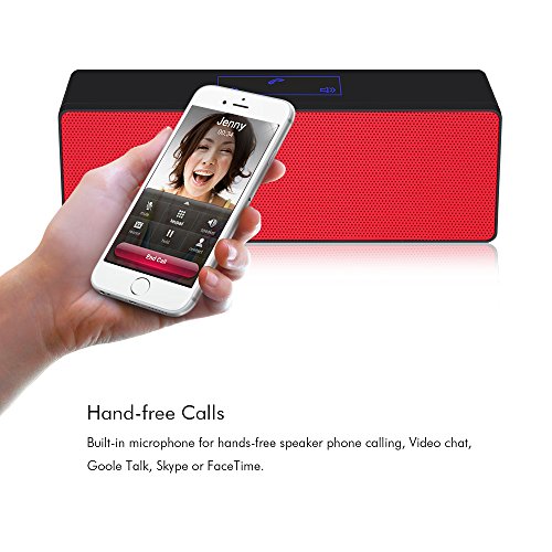 Altavoz Bluetooth 3.0 Tragbare DBPOWER BX-1000 con salida de audio de 6W, altavoz estéreo inalámbrico Boombox para teléfonos inteligentes, tabletas y otros dispositivos Bluetooth (negro y rojo)