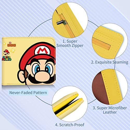 Toyuma Leather Wallet For Boys Wallets For Girls Kids Wallet Cute Kawaii Anime Cool Cartoon Fun Purse Credit Id Card Slim Bifold Small Coin Purses For Teens Boys Minimalist Wallet, Yellow Maliao #TOP4