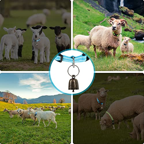 Image of 5 Pack Reflective Goat Collars with Bells, Cow Horse Sheep Grazing Copper Bells and Adjustable Nylon Collar Set Pet Anti-Lost Loud Bronze Bell for Small Farm Animal Goat Sheep Cow Accessories