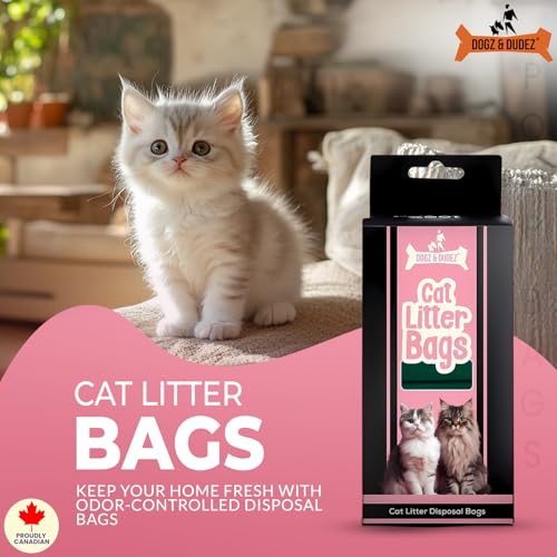 Image of Dogz & Dudez Cat Litter Disposal Bags - 60 Leakproof Odour-Control Bags (3 Rolls of 20) - 9 inch x 16 inch Extra-Thick Waste Bags for Litter Cleanup
