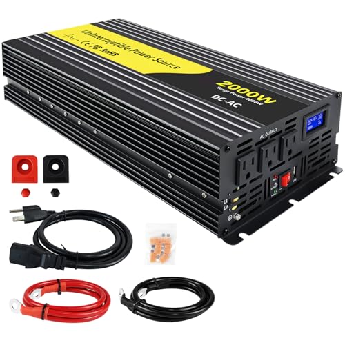 Image of VOONKE 2000W Sump Pump Battery Backup Power System Basment Protection Sump Pump Inverter with LCD Display and Automatic Battery Backup Switching for Basement Emergency and Power Outage Backup (Black)