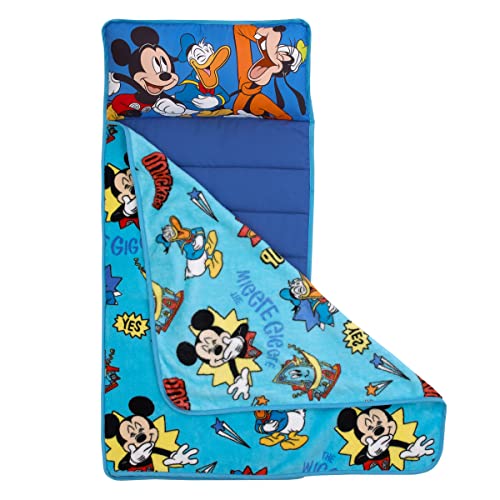 Disney Mickey Mouse Funhouse Crew Blue, Red and Yellow, Funny, Donald Duck, and Goofy Toddler Nap Mat - Thumbnail 2