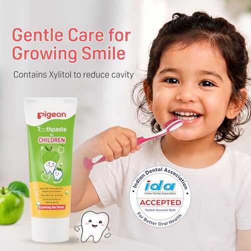 Image of Pigeon Apple Toothpaste for Babies & Kids 45 g | Fluoride & SLS Free | Colour & Paraben Free | pH-Balanced Gentle Daily Oral Care