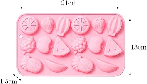 Miniatura 2 de CANDeal Paquete de 2 moldes de gelatina en forma de fruta, moldes de silicona para fondant 3D, mini moldes de caramelo de fresa para moldes de piña,