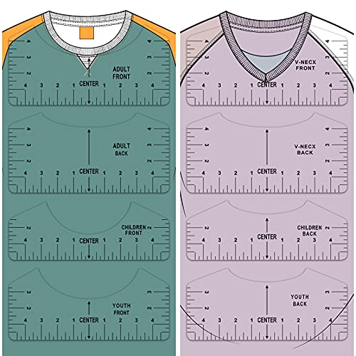 8 Pcs Tshirt Ruler Guide for Vinyl Alignment,T Shirt Rulers to Center Designs,T-Shirt Measurement Tool for Heat Press,Tee Ruler for Vinyl Placement Sublimation Accessories(Transparent) by BUSHIBU