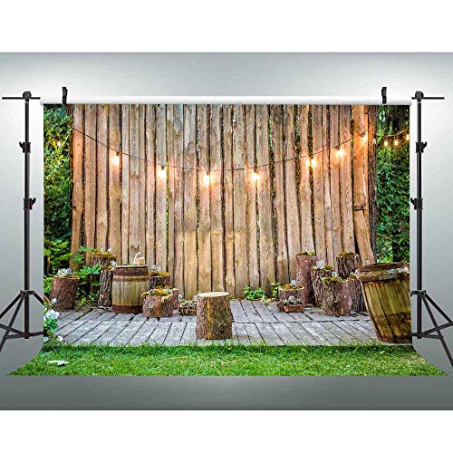EOA 7(W) x5(H) FT Wooden Plank Lights Rustic Park Backdrop