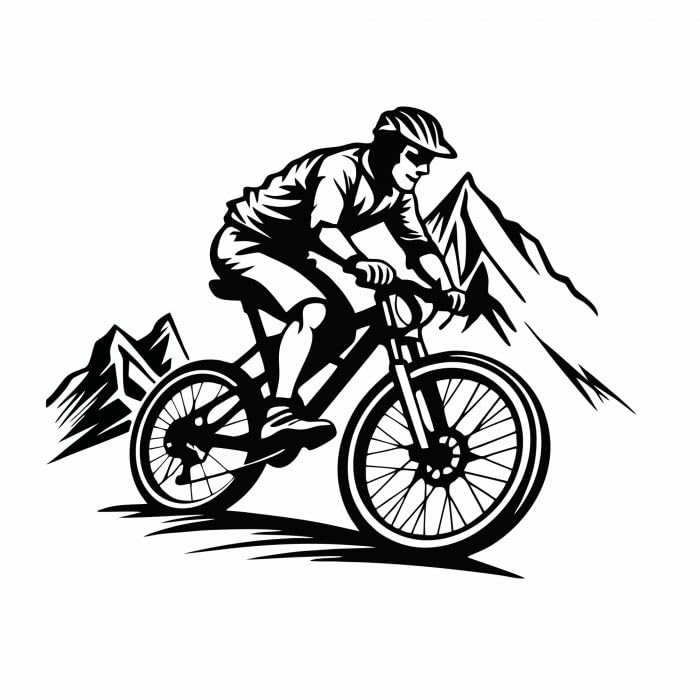 Naklejka na samochód kempingowy, rower górski Downhill do XXl (110 x 100 cm, biały matowy, prawa)