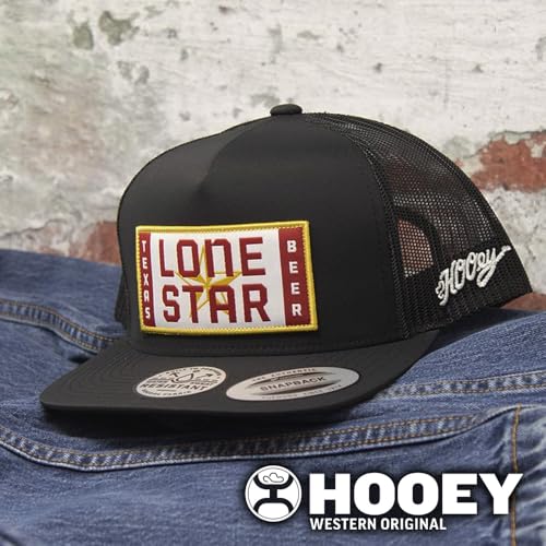 Image of HOOEY Lone Star Beer Patch Trucker Hat for Men, Adjustable Snapback Mesh Baseball Cap, 5-Panel Western Work Hat