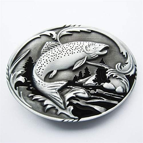 JEAN'S FRIEND Vintage Style Fish Fishing Wildlife Fisherman Elephant Western Oval Belt Buckle - Image 6