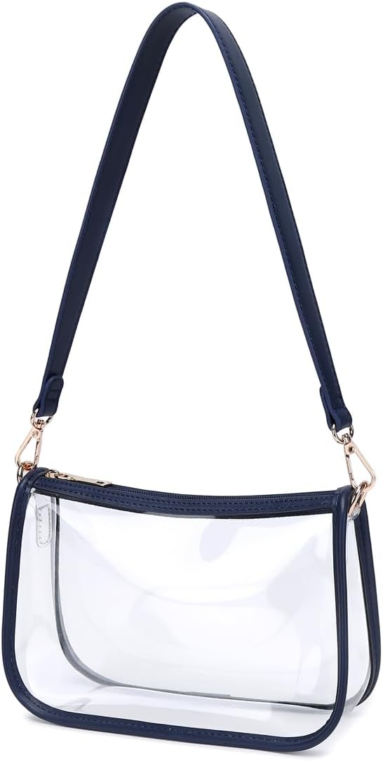 Clear Tote Bag Stadium Approved Clear Purse PVC Handbag Retro Classic Transparent Bag for Concert