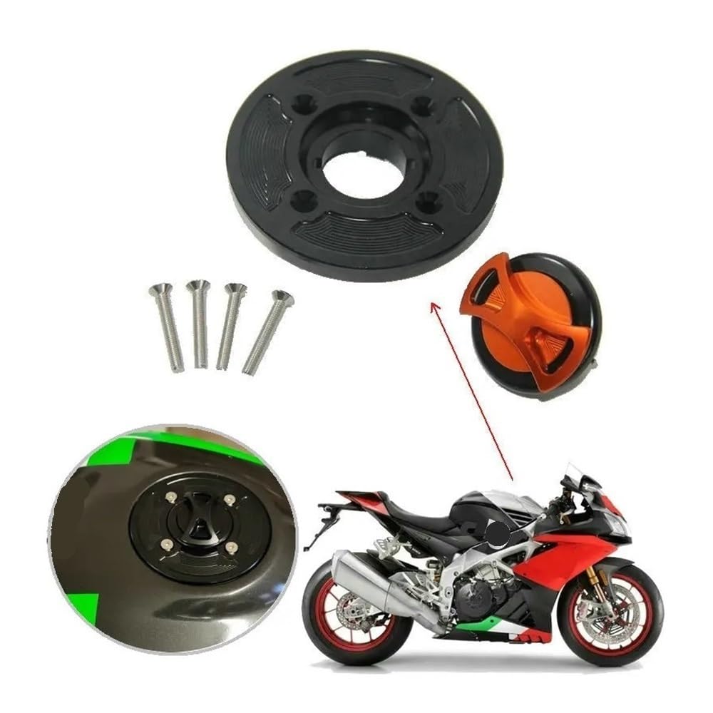 Moto TapóN DepóSito Gasolina Tapa De Tanque Combustible Aluminio CNC Para Apr&lia Tuono V4R Caponord 1200 RSV1000 RSV4 R/APRC(Black)