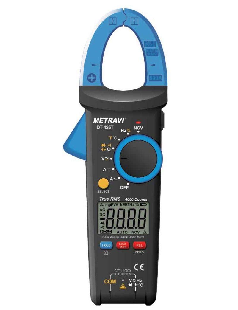 Metravi DT-425T TRMS AC/DC Auto-ranging Digital Clamp Meter 600A with NCV (B07SR25M6V) Amazon Price History, Amazon Price Tracker