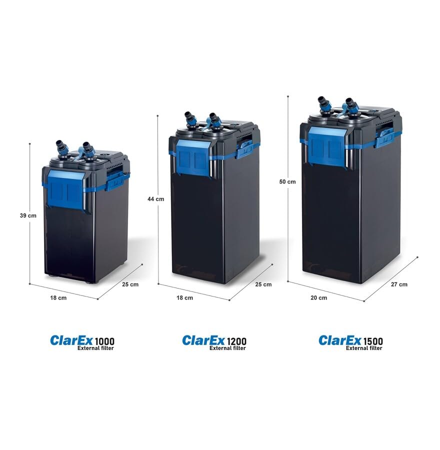 HAPPET ClarEx 1200 Filtr Kubełkowy do Akwarium 300–500 l, Filtr Zewnętrzny Akwariowy 1200 l/h, Cichy Filtr do Akwarium, Filtracja Mechaniczna i Biologiczna, Regulacja Przepływu, CO2 Ready