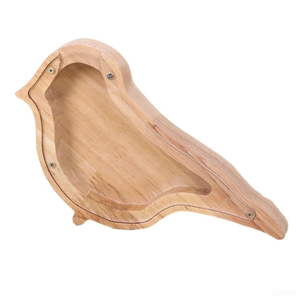 Wooden Animal Money Bank, Animal Shape Money Box Wooden Money Box Fine Workmanship Convenient To Use(Bird)