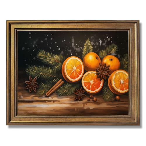 Framed Spring Citrus Orange and Cinnamon Rustic Canvas Print Vintage