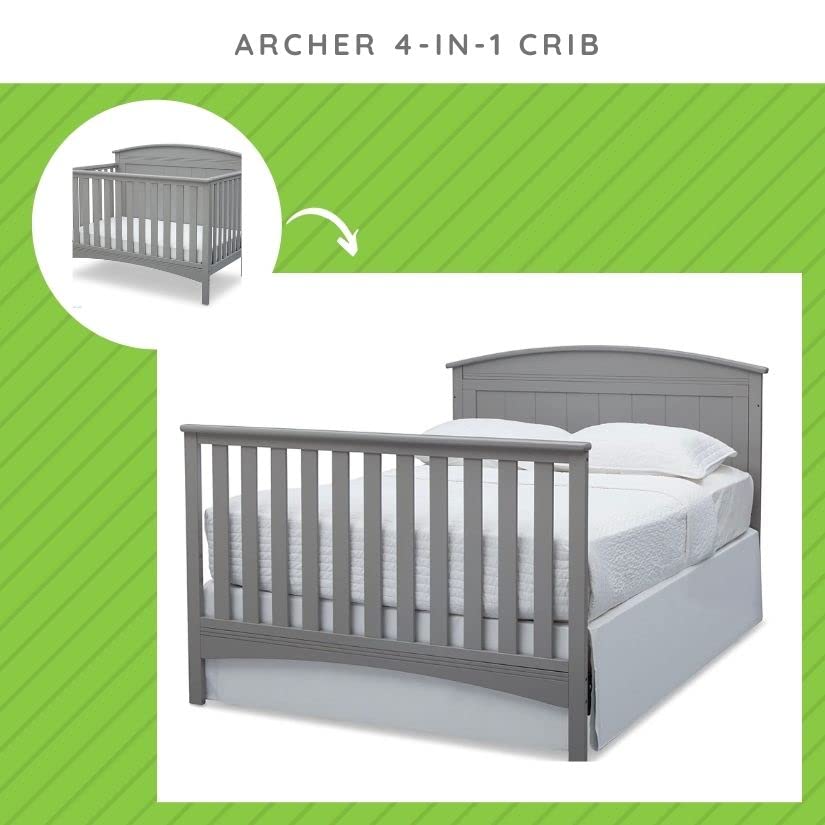 Image of CC KITS Full-Size Conversion Kit Bed Rails Compatible with Archer Convertible Cribs by Delta Children - Solid Wood Rail #0050 - Toddler & Adult Bed Rail for Full-Size - Nursery Furniture (Grey - 026)