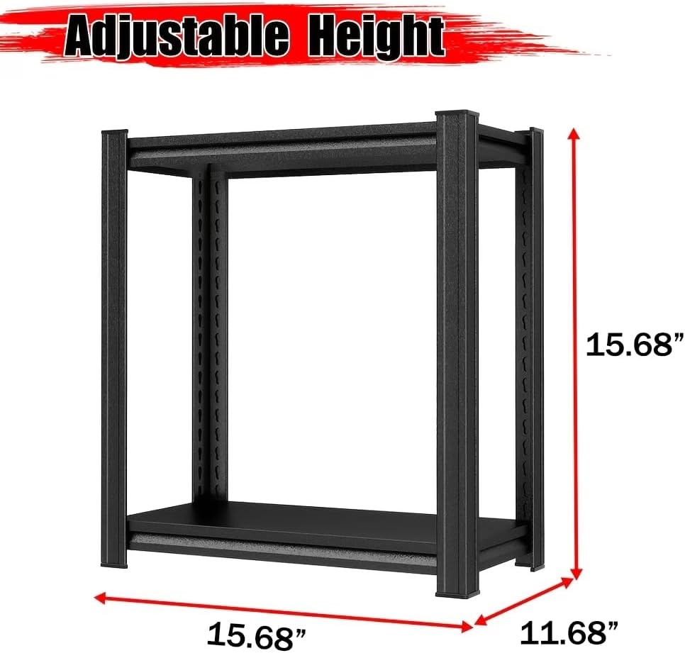 72"H/60"H: Father & I 5-tier storage rack, metal + wood, suitable for garage/kitchen/pantry, steel multi-functional support, adjustable, heavy-duty garage rack, black. (15.68*15.68*11.68) - Image 2