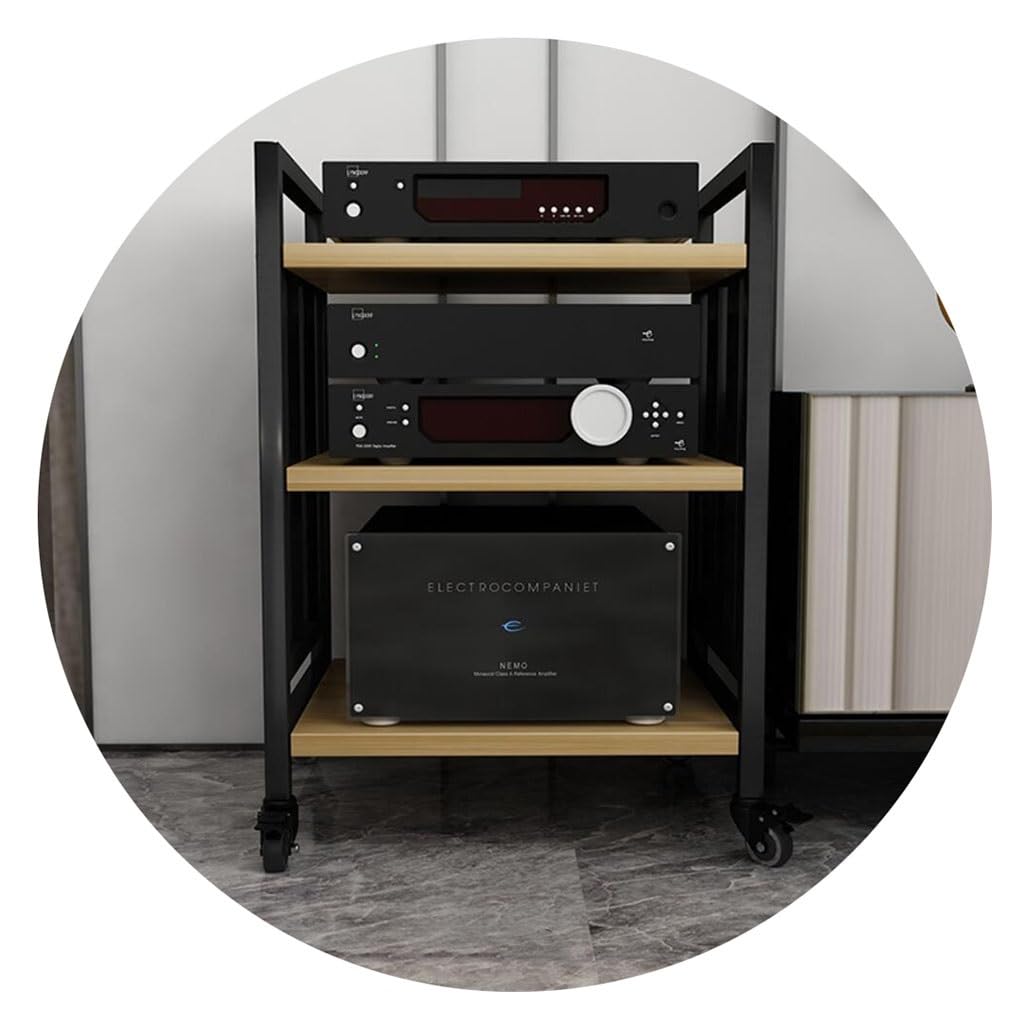 Meuble audio Hi-Fi 3 niveaux étagère amplificateur mobile multicouche bois métal 53cm