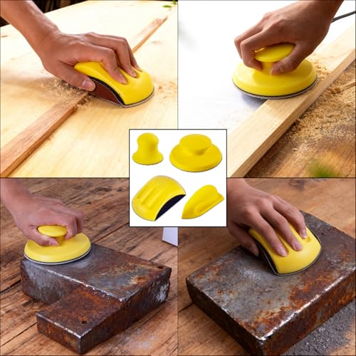 Schleifklotz Handschleifblock mit Klett Handschleifer Runde und Mausförmiges für Schleifscheiben Handschleifer 5 Zoll 2 Stück Schleifpapierblock (5 Zoll-2 Round & Mouse-shaped Pieces)