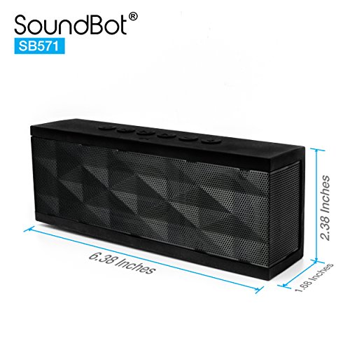 SoundBot SB571 Bluetooth Wireless Speaker 12W Output HD Bass 40mm Dual Driver Portable Speakerphone for 12Hr Enhanced Music Streaming & HandsFree Calling, Built-in Mic, 3.5mm Line-in