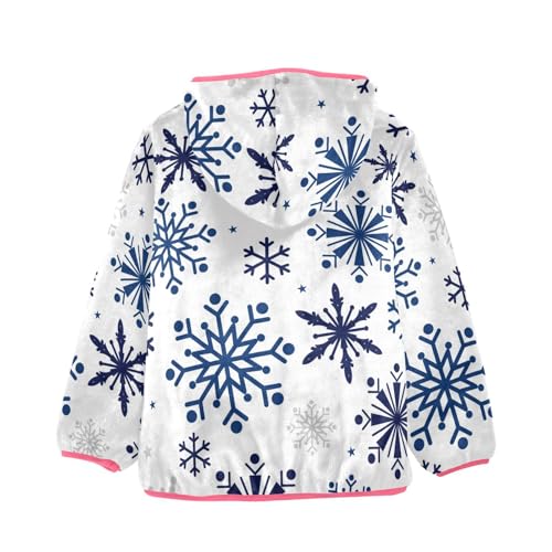 OTVEE Christmas Blue Snowflakes Kids Hoodie Jacket Fall Spring Full Zip Warm Outwear Coat2