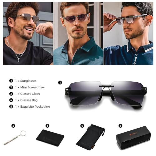 Image of SUNGAIT Rimless Rectangle Sunglasses Square Frameless Shades for Men Women Y2K Vintage UV Protection