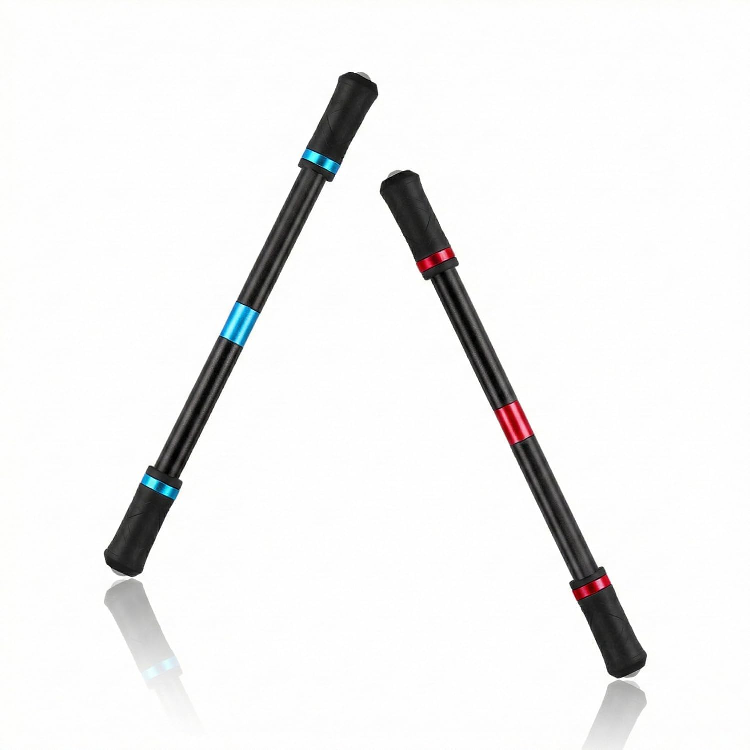Hopzab 2 Pcs Rolling Finger Rotating Pen Spinning Gaming Pen No Pen Refill Spinning Ballpoint Pen for Students Entertainment Pressure Relief,Red and Blue
