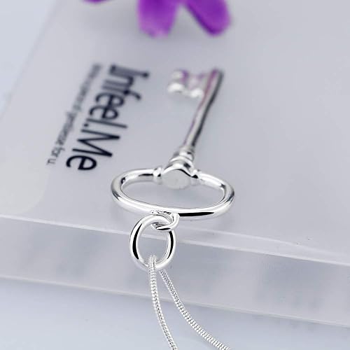 Miniatura 7 de Dankadi Clásico femenino original collar de plata 925 colgante de llave collar minimalismo 17.7-23.6 in cadena serpiente joyería broche de pinza de