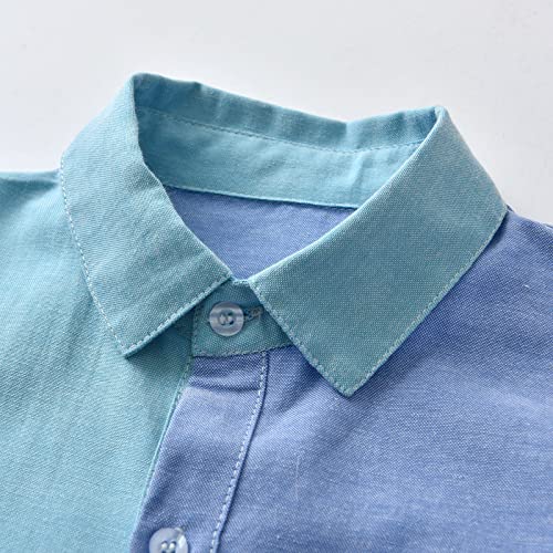 Toddler Baby Boys Long Sleeve Lapel Button Down Shirt Color Matching Tshirt Western Shirts Fall&Winter Top2