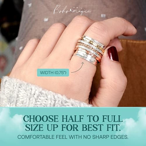 Boho-Magic 925 Sterling Silver Spinner Ring for Women with Copper and Brass Bands – Handmade Silver Band Ring for Everyday Wear, Comfort, and Style2