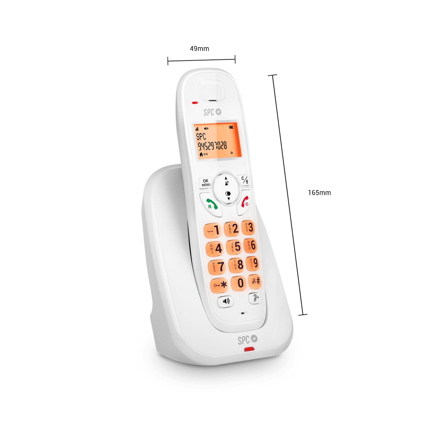 SPC Kairo – Telefoni fisso cordless, tasti e display illuminati, identificazione chiamante, volume extra, compatibilità GAP, modalità eco, blocco chiamate, vivavoce, rubrica 30 contatti – Bianco