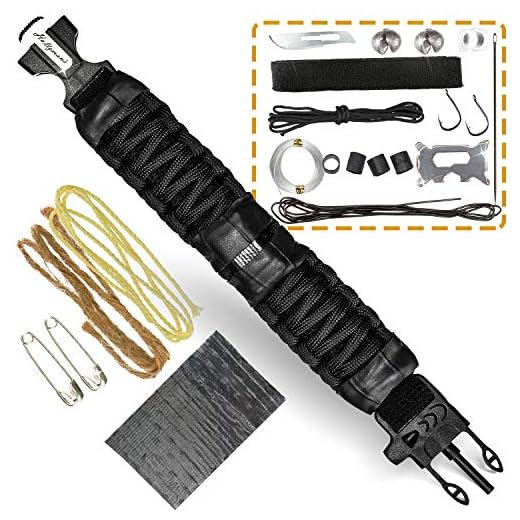 Survival Paracord Bracelet Emergency Tactical Survival Gear Kit Camping, Fishing, Hunting & Outdoors | Multipurpose Survival Tool 550, Whistle, Flint Fire Starter