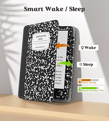Image of MoKo Case for 7 inch /6.8 inch Kindle Paperwhite(12th /11th Gen-2024 /2021) and Kindle Paperwhite Signature Edition,Slim PU Shell Cover Case with Auto-Wake /Sleep for Kindle Paperwhite 2024, Notebook Black