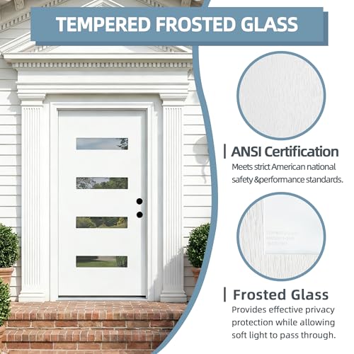Image of Casaphoria 36 inch x 80 inch Fiberglass Entry Door Without Door Frame,Left Hand Inswing Exterior Door Slab,Contemporary Wooden Grain Knock-Down Front Door for Home Entrance, White Door Slab Only