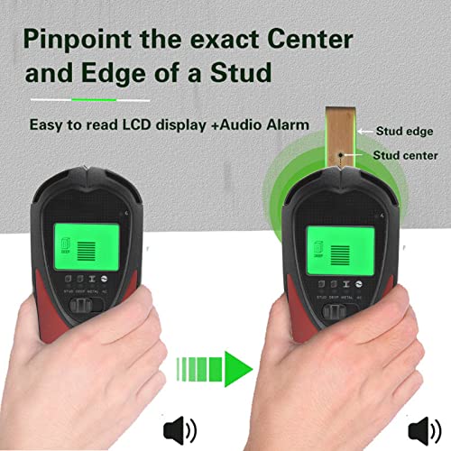 Buyweek Stud Finder Wall Scanner, 4 In 1 Lcd Display Stud Detector Automatic Calibration Sensor Wall Stud Detector(Red) #TOP2