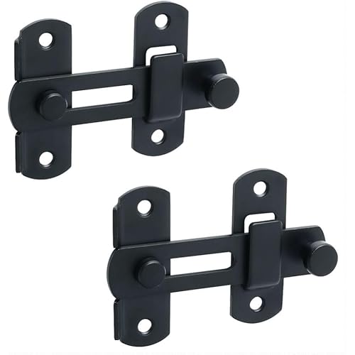 Alise 2Pcs Flip Latch Gate Latches, 4 inch Heavy Duty SUS304 Stainless Steel Gate Hardware,Safety Door Lock for Barn Wood Fence, Sliding French Doors. Matte Black MS9500B-2P