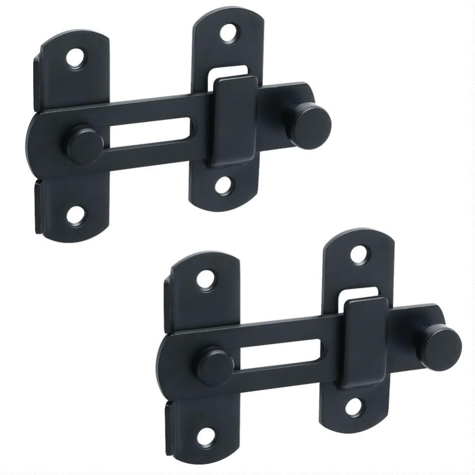 Image of Alise 2pcs 4 Inch Black SUS304 Stainless Steel Gate Latches for Barn Door | Heavy Duty Gate Hardware ,Security Flip Latch,Anti-theft Latch,Safety Door Lock for Barn Wood Fence Sliding French Door