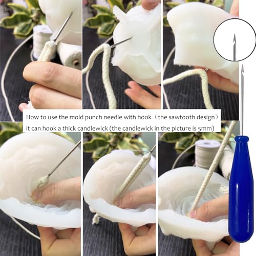 Image of 22 PCS Candle Wick Punching Tool Large-Eye Candle Needle Wick Sitting Tool with Hook & Eye Candle Making Kits to Insert Wick in Candle Mold Colored Threader for Candle Wick