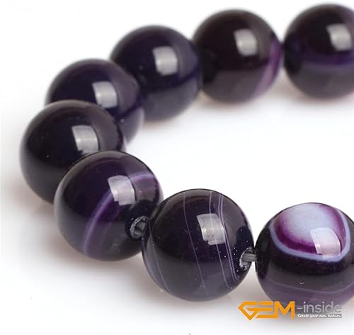 Miniatura 396 de GEM-Inside - Cuentas sueltas de piedra de lava negra natural de 0.315 in para hacer joyas, 15 pulgadas Cordierita de grado A