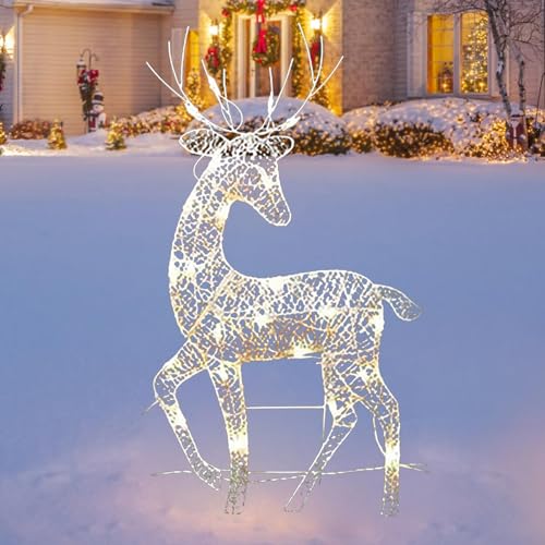 Cerf Illuminé Décor Noël en Métal pour Sublimer la Cour et le Jardin en Hiver