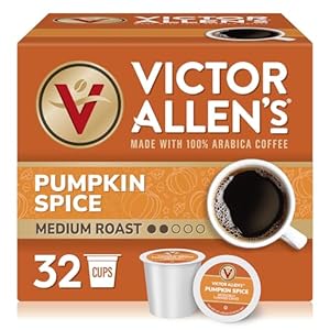 Victor Allen’s Coffee Pumpkin Spice Flavored, Medium Roast, 32 Count, Single Serve Coffee Pods for Keurig K-Cup Brewers