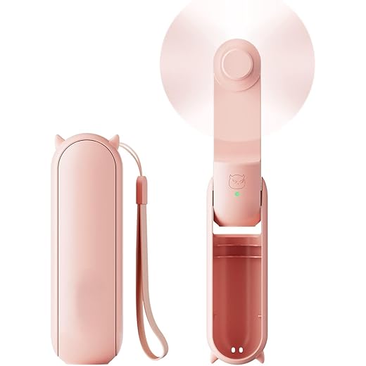 KLIVE Foldable Mini Fan with Mist Spray 3 Speed Handheld Fan