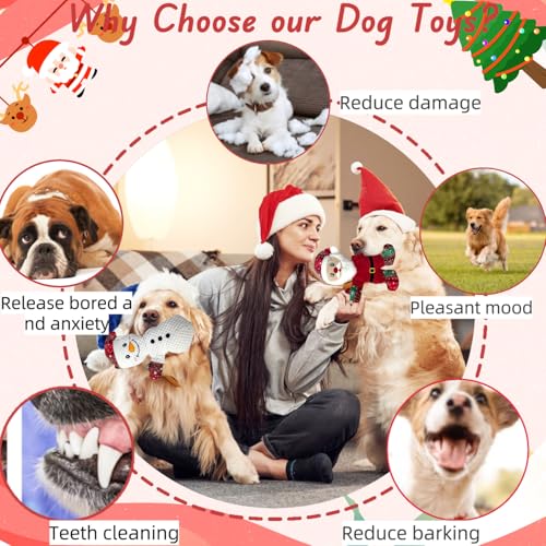 5 Pieces Christmas Squeaky Interactive Dog Toys with Crinkle, Plush Toy to Keep Them Busy for Boredom, Dog Toy for Small Medium Large Dogs - Santa/Penguin/Snowman/Gingerbread Man/Deer - Image 4
