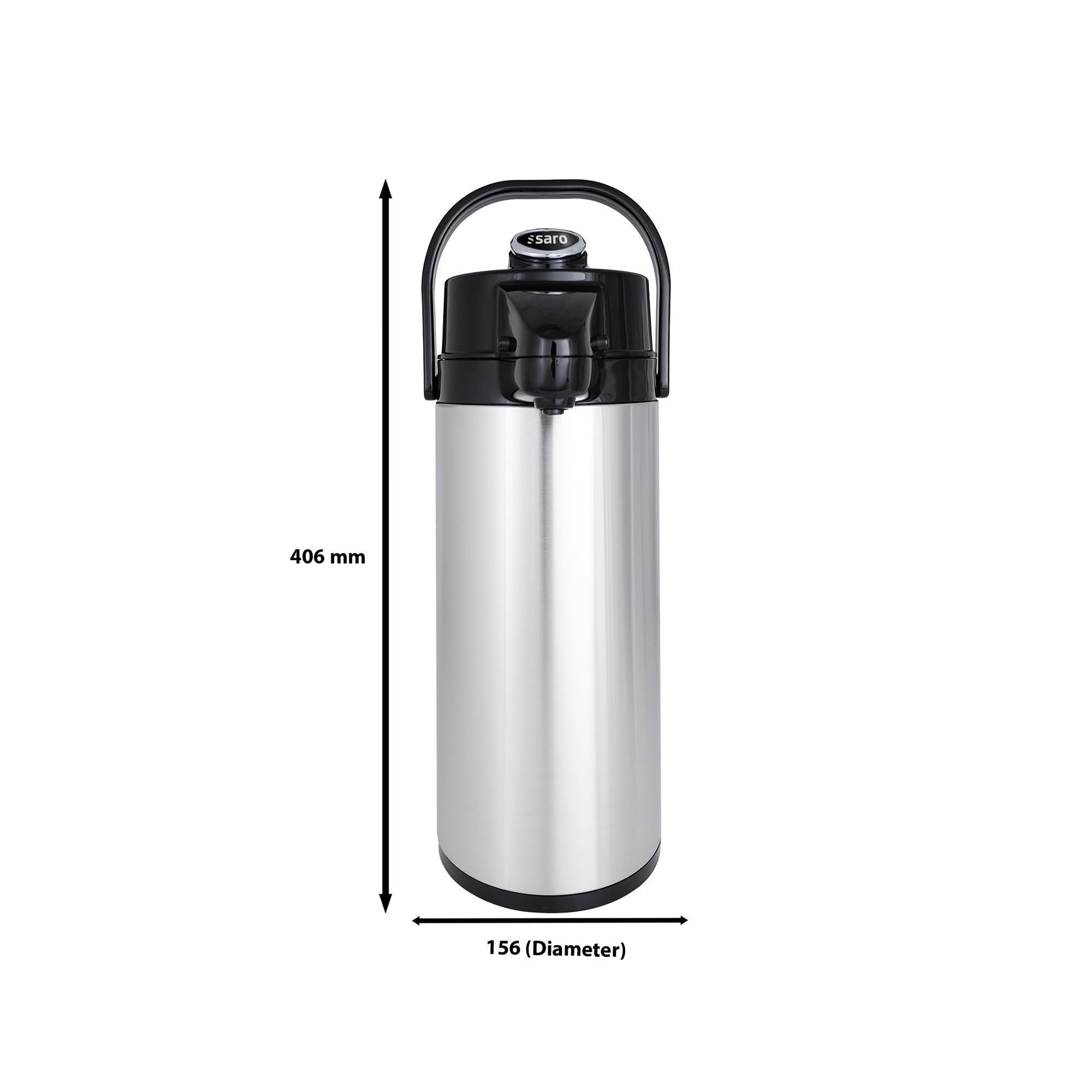 SARO Jarra térmica de 2,2 l, exterior de acero inoxidable, interior de cristal, con asa, para bebidas frías y calientes